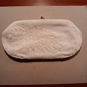 Vintage Gala Made In Japan Micro Bead Ivory Clutch
